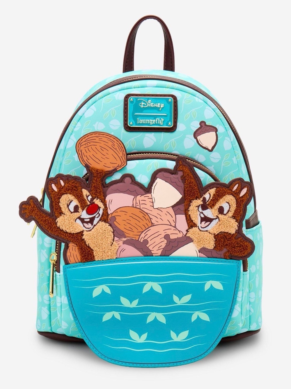 New Loungefly Disney Chip & Dale Acorn Pile Chenille Mini Backpack